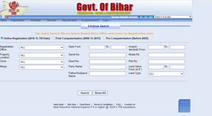 Bhumi Jankari Bihar Land Record Advance Search