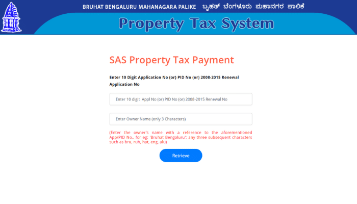 BBMP Property Tax Online Payment Portal Guide