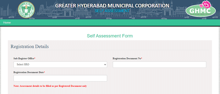 GHMC Property Tax Self Assessment Form