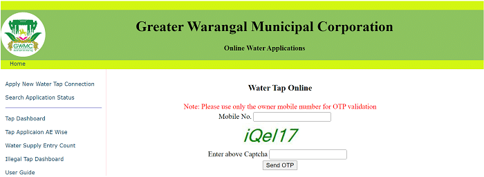 GWMC Tax Warangal Water New Application