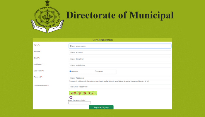 Goa House Tax AMTCORP User Registration