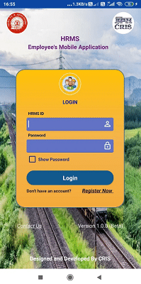 HRMS Railway Employee Mobile App Login APAR