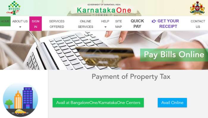 Karnataka One Login Property Tax AMTCROP