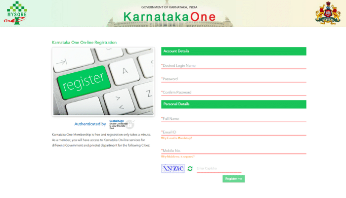 Karnataka One Login Property Tax AMTCROP Registration