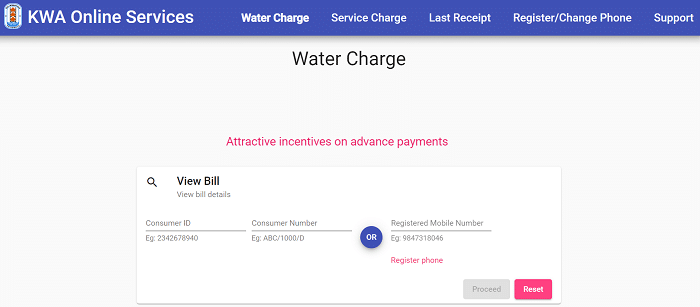 Kerala Water Authority Bill Payment KWA Quick Pay