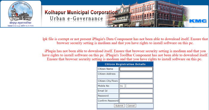 Kolhapur Water Tax KMC Registration