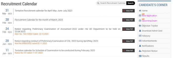 OSSC.Gov.IN Upcoming Recruitments