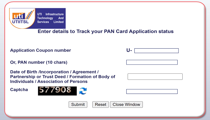 PSA Login PAN Application Track Status