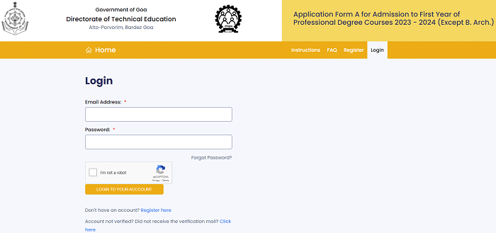 GCET Goa Results Login Page 2023