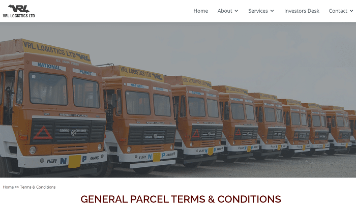 VRL Logistics Terms and Conditions
