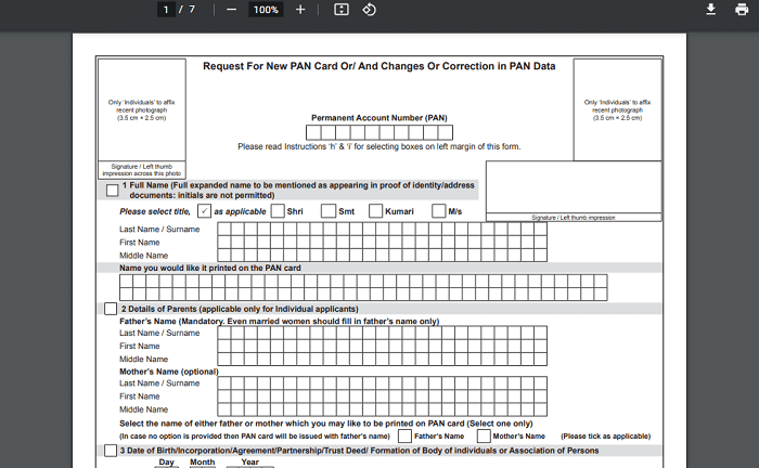 How To Fill Pan Card Correction Form Pdf - Printable Forms Free Online