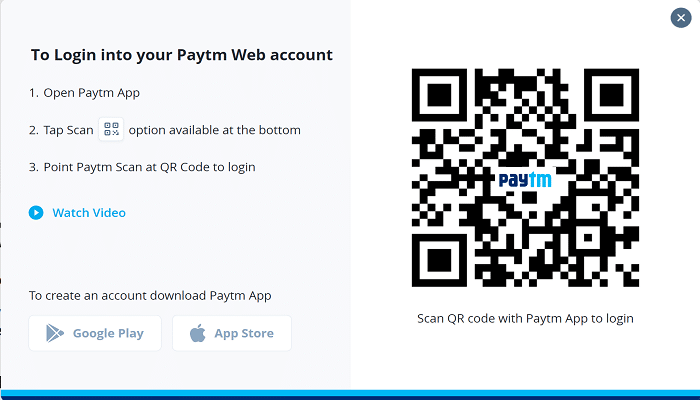 Paytm Login using QR Code