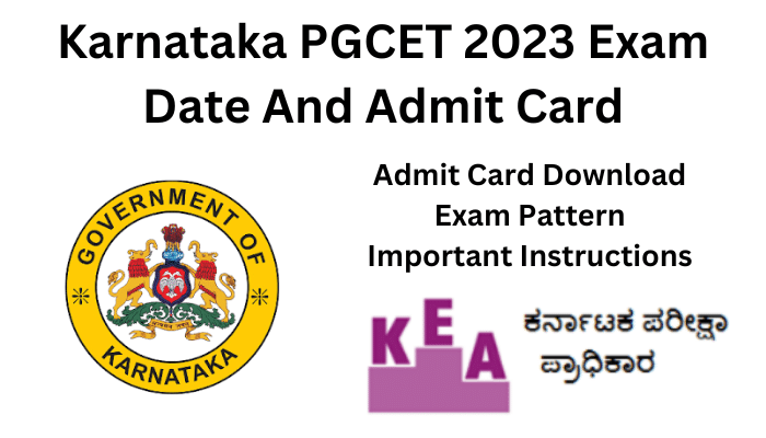 Karnataka PGCET 2023 Exam Date And Admit Card